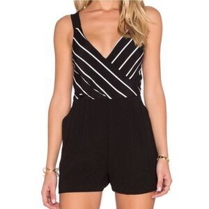 Minkpink Moonshine Black & White Striped Wrap Front Romper Size XS